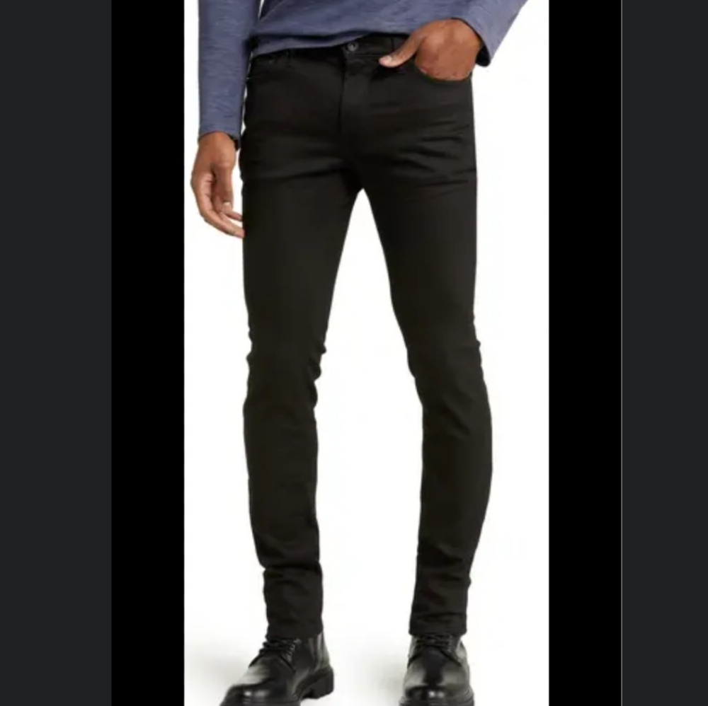 John Varvatos Wight Fly Button Slim Tapered Jeans W32 Soft Black